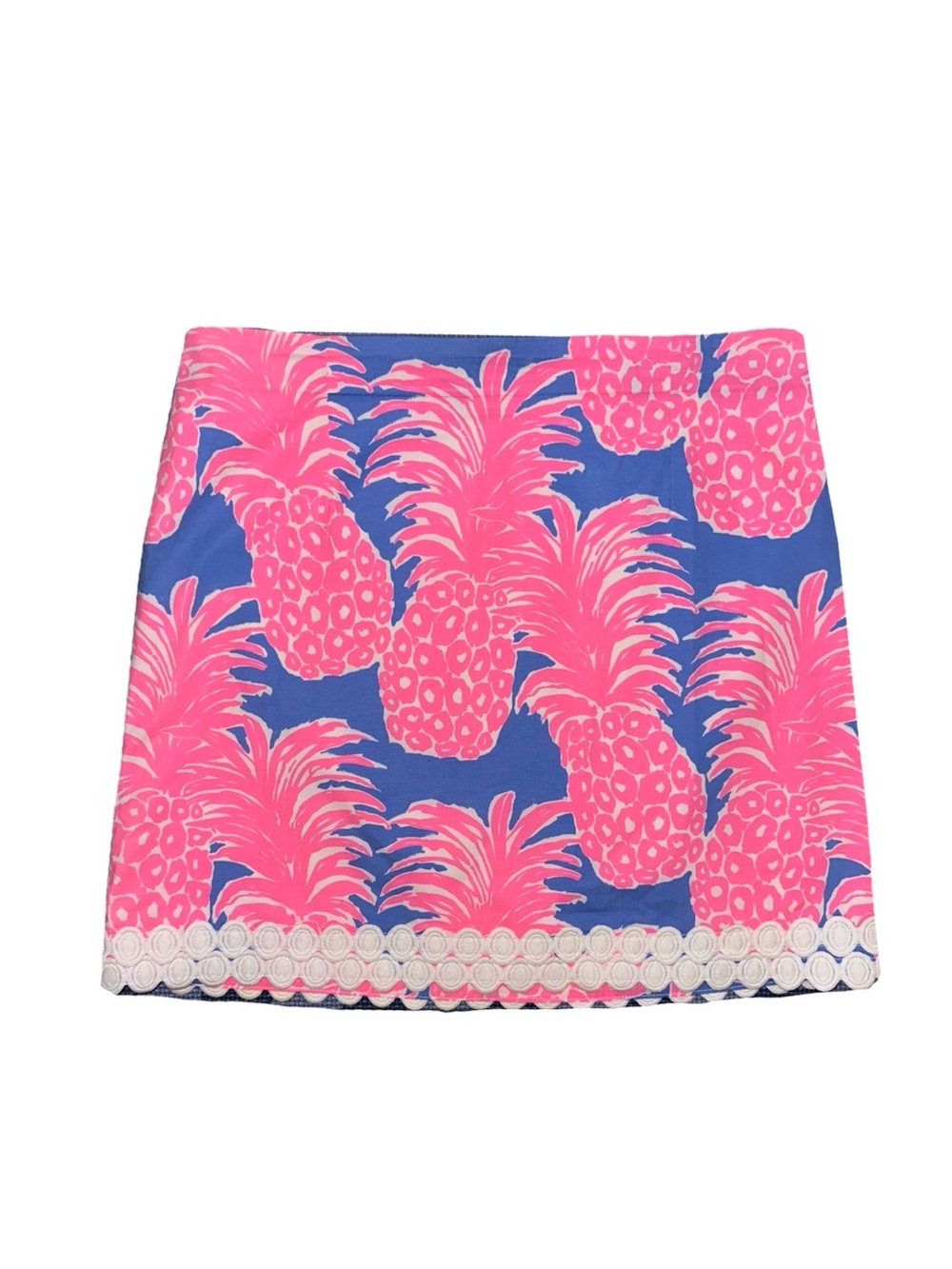 Lilly Pulitzer Izzy Skirt in Blue Haven Little Flamenco Pineapple Print Size 10 - Picture 3 of 9
